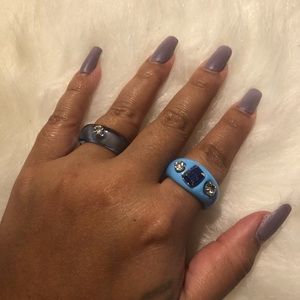 Blue chunky ring set